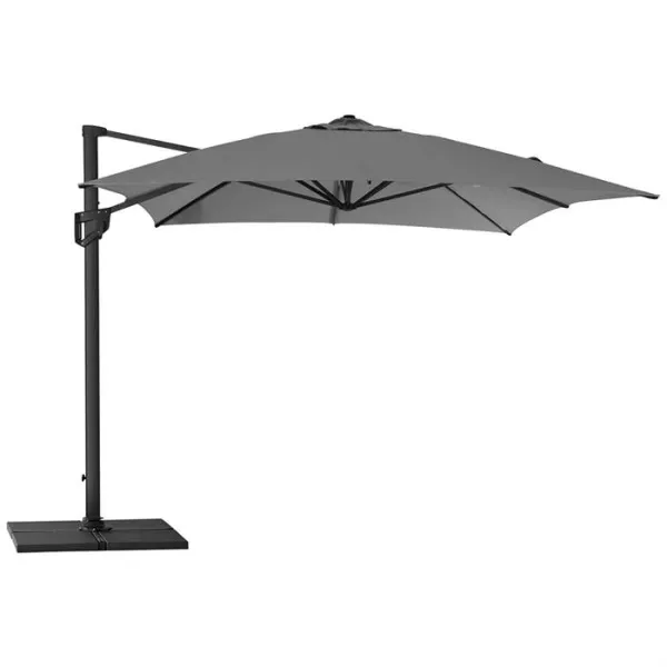 Cane-Line Hyde Luxe parasoll inkl. fot - 3x4 m. - Aluminium med antrasittduk