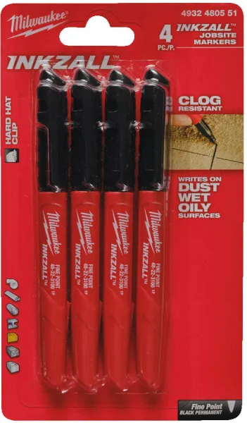 Milwaukee Permanent Marker Spiss 4 deler